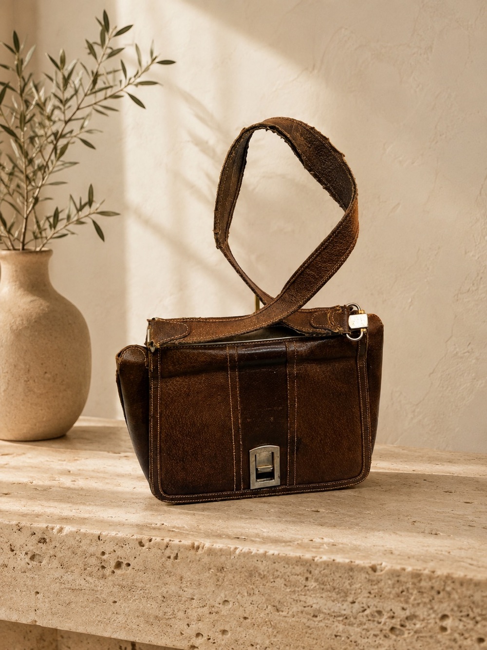 Gucci Vintage Canvas & Brown Leather Shoulder Tote Bag - Imperfect Bag 👀 - Picture 9 of 15